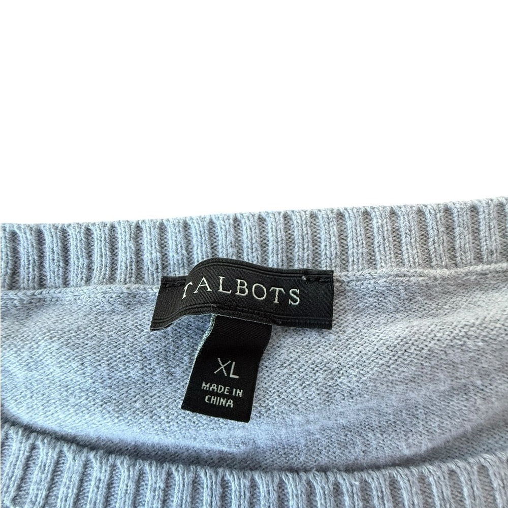 Talbots Light Gray Dog Graphic Crewneck Sweater with Red Glasses - Picture 3 of 5